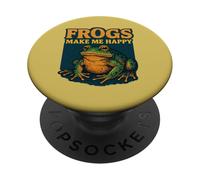 Frogs Make Me Happy Funny Nature Amphibian Lover Citazione PopSockets PopGrip Adesivo