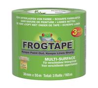 FrogTape Multi Surface Nastro di Carta Verde 36mm x 55m Conf. da 3, Tecnologia PaintBlock, Nastro Mascheratura per Legno Vetro e Metallo, Bordi Ultra Netti, Rimozione Senza Residui, Multisuperficie
