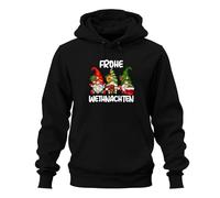Frohe Weihnachten - Felpa con cappuccio unisex con gnomo di Natale, Nero , XXL