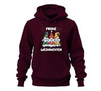 Frohe Weihnachten GNOME - Felpa con cappuccio unisex con gnomo svedese, bordeaux, S