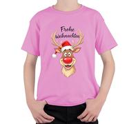 Frohe Weihnachten Renna Rudolph Rotnase Nikolaus Berretto Divertente Unisex Bambini T-Shirt, Colore: rosa., 152