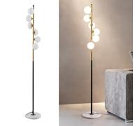FROIDEXG Lampada Da Terra In Acrilico A 6 Globi, Oro Nero, 64,9" G9 Dimmerabile, Lampada A Palo Alto, Base Robusta In Marmo, Sfera, Luce Verticale, Illuminazione D'atmosfera, Camera Da Letto, Lettura