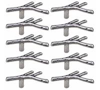 Frolahouse, 10 pomelli a forma di ramo di albero di moda per armadietti, armadietti, maniglie per mobili, maniglie per armadietti, maniglie per cassetti e porte, colore: argento