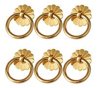 Frolahouse 6 pomelli in ottone vintage a forma di fiore per porte, armadietti, cassettiere (diametro 35 mm), maniglia a foro singolo, accessori per mobili cinesi