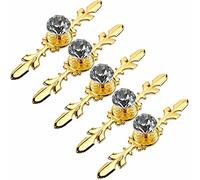 Frolahouse - Maniglie per armadi in vetro con cristalli diamantati, in stile europeo, con foro singolo per cassetti, armadietti, ante (lunghezza piastra dorata: 170 mm)