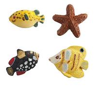 Frolahouse - Set di 4 pomelli a forma di pesce e stella marina, per comò, armadio, guardaroba, guardaroba