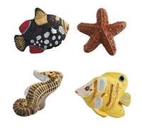 Frolahouse - Set di 4 pomelli a forma di stella marina e cavalluccio marino, per comò, armadio, guardaroba e guardaroba