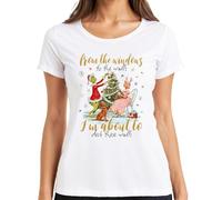 from The Windows to The Walls Grinch Christmas Funny Retro Gift - Maglietta da donna, bianco, S