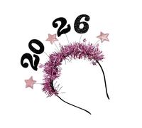 FROMCEO 2026 Glitter Star Tinsel Copricapo Fascia Per Capodanno Festa Unisex Regolabile Confortevole Fascia per Capelli Natale Capodanno Glitter Fasce Donne Uomini Bambini