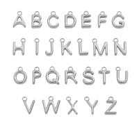 FROMCEO 26 ciondoli a forma di lettera in miniatura con placcatura sottovuoto per gioielli dal design unico, resistenti alle allergie, accessori in metallo a forma di lettera, Misura unica, come