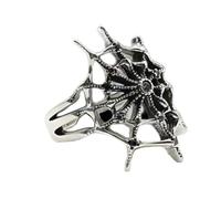 FROMCEO Anelli retrò a tema sanguinante ragnatela elegante gioiello gotico con intricato design traforato placcato argento accessorio gotico unico