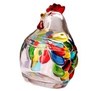 FROMCEO Bicchiere di cristallo a forma di pollo, ciotola per caramelle retrò con coperchio, piatto da dessert e snack, decorazione per la casa, barattoli di caramelle con coperchio decorativo