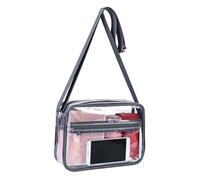 FROMCEO Borsa a tracolla moderna traslucida per una rapida proiezione di sicurezza durante giochi, spettacoli e luoghi pubblici, comoda da indossare, tracolla regolabile, borsa trasparente, grigio