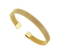 FROMCEO Bracciale aperto in acciaio inox robusto con design a rete, unisex, a forma di C, per tutti i giorni, abbigliamento casual, gioielli con design a rete antiruggine, Misura unica, come descritto