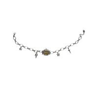 FROMCEO Collana con ciondolo a catena clavicola ispirata al punk, con orologio da tasca meccanico esposto, design retrò, futuristico, in lega, accessorio per collana, Marrone, misura unica