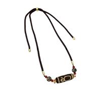 FROMCEO Collana Dzi in agata naturale con nove occhi che simboleggia il potere antico artigianato culturale ornamento del collo per l'uso quotidiano collana di protezione spirituale, Misura unica