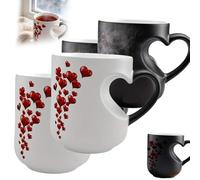 FROMCEO Incantevole tazza in ceramica con funzione che cambia colore magicamente a forma di cuore tazza da caffè per San Valentino dare colore cambiando tazza da caffè