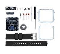 FROMCEO Kit di montaggio per orologio elettronico con display digitale a LED, orologio da polso artigianale con parti metalliche in silicone, componenti non a batteria, Nero