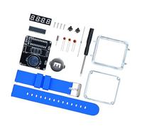 FROMCEO Kit di montaggio per orologio elettronico con display digitale a LED, orologio da polso artigianale con parti metalliche in silicone, componenti non a batteria, Blu