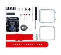 FROMCEO Kit di montaggio per orologio elettronico con display digitale a LED, orologio da polso artigianale con parti metalliche in silicone, componenti non a batteria, Rosso