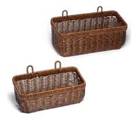 FRONDENT 2 Pezzi Cestini Da Scaffale,Immagazzinaggio Contenitori In Vimini,Contenitore Portaoggetti Da Appendere,è Possibile Riporre Cipolle, Patate, Uova e Frutta e Verdura(Marrone-Grandi)