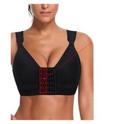 Front Buckle Sports Bras Breathable Push Up Adjustable Wide Strap Post-Surgical Support Bra Solid Padded Stretch Vest(S,Black)