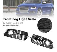 Front Bumper Fog Light Grille Per Audi Q5 S-Line SQ5 2013-2017 Black Chrome A7