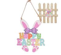 Front Door Easter Sign - Wooden Bunny Gnome Letters Sign, Rustic Farmhouse Decoration with Weather-Resistant Finish, Garden Fence Pendant, Balcony Wall Ornament, Porch Hanging Accessory for Family