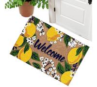 Front Door Mat, Non Slip Entry Rug, Absorbent Floor Mat, Lemon Flower Design, for Indoor Home Bathroom Bedroom Kitchen Living Room Apartment Entryway Patio Welcome Decor Use 23.62x15.75 inches