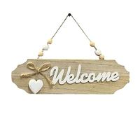 Front Door Sign - Rustic Wood Welcome, Oval Farmhouse Letter Wall Accent with Handcrafted Texture Jute Rope Strap, Ideal for Apartment Cafe Workplace Entrance Decor