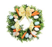 Front Door Wreath - Egg & Carrot Design | Handmade Festive Garland With Cute Egg And Carrot Décor; Perfect For Front Doors, Portici, Outdoor Walls, Indoor Spaces, Family Gatherings, Home Déco