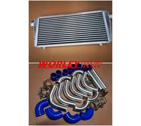 Front Mount Intercooler 600x300x70mm + 3" Aluminium Pipes + BLUE Silicone Hoses