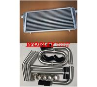 Front Mount Intercooler 600x300x70mm+3" Aluminium Piping+Black Silicone Hose kit