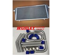 Front Mount Intercooler 600x300x70mm+3" Aluminium Piping+Blue Silicone Hose kit