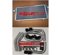 Front Mount Intercooler 600x300x80mm+3" Aluminium Piping+Black Silicone Hose kit
