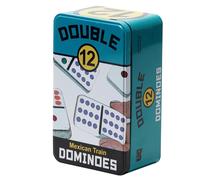 Front Porch Classics | Set di 12 domino colorati da viaggio, contenitore da viaggio, da 2 a 8 giocatori, et compresa tra 8 e 99 anni