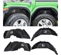 Front+Rear Inner Fender Liners for Jeep Wrangler JL JLU 2018 2019 2020 2021 2022 2023 2024 Unlimited Sahara Rubicon Freedom Sport 2/4-Door US Flag Logo Aluminum Lightweight Design Splash Guards Black