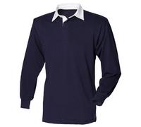 Front Ro, maglia a maniche lunghe, classica, da rugby Bianco/blu navy Large