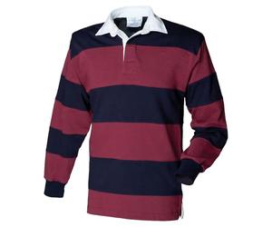 Front Row -Camicia Unisex - Adulto Burgundy And Navy Medium