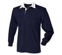 Front Row FR001 Rugby Camicia a Maniche Lunghe in Cotton Senza Logo