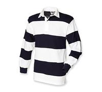 Front Row - Maglietta a righe, a maniche lunghe, da rugby White / Navy X-Large
