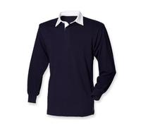 Front Row Polo di cotone al 100%, a maniche lunghe, da uomo Navy/White Large