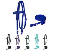 Frontalino imbottito en nylon Majestic Ally avec redini per cavalli (bleu réel, complet)