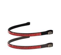 Frontalino in cuoio per briglia inglese con strass rossi Horses