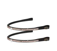 Frontalino per briglia all'inglese in cuoio con strass rettangolari color pesca