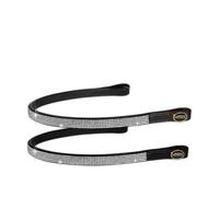 Frontalino per briglia inglese in cuoio con file di strass bianchi Horses