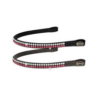 Frontalino per briglia inglese in cuoio con strass bianchi e rossi Horses
