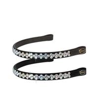 Frontalino per briglia inglese in cuoio morbido con due file di strass cangianti