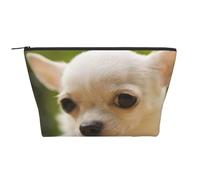 Fronte bianco del cane della chihuahua, Borsa da toilette Borsa per trucco Borsa per cosmetici Borsa da toilette da viaggio portatile