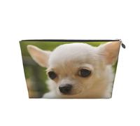 Fronte bianco del cane della chihuahua, Borsa da toilette Borsa per trucco Borsa per cosmetici Borsa da toilette da viaggio portatile